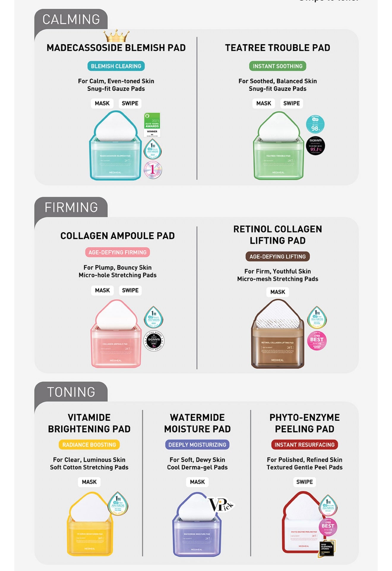 MEDIHEAL Watermide Toner Pad