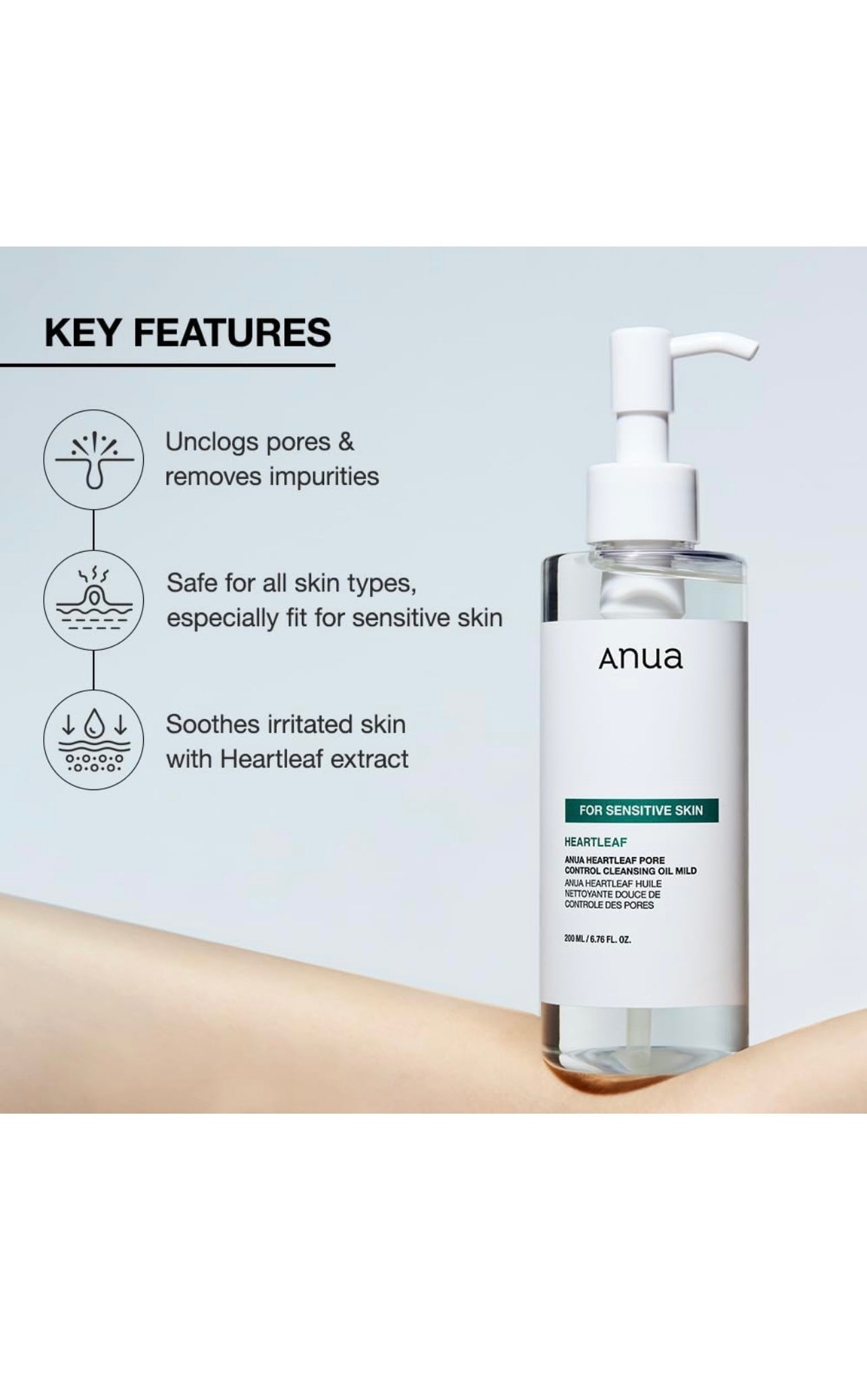ANUA Heartleaf Pore Cleansing Oil MILD for Sensitive Skin