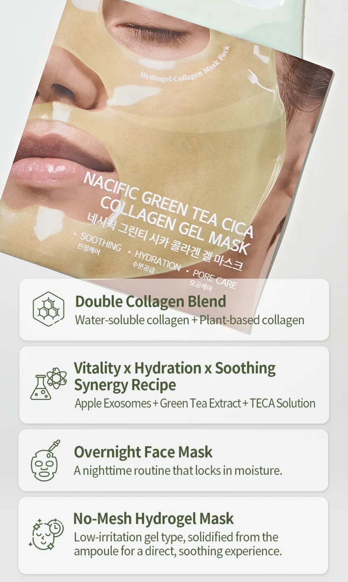 Nacific Green Tea Cica Collagen Gel Mask