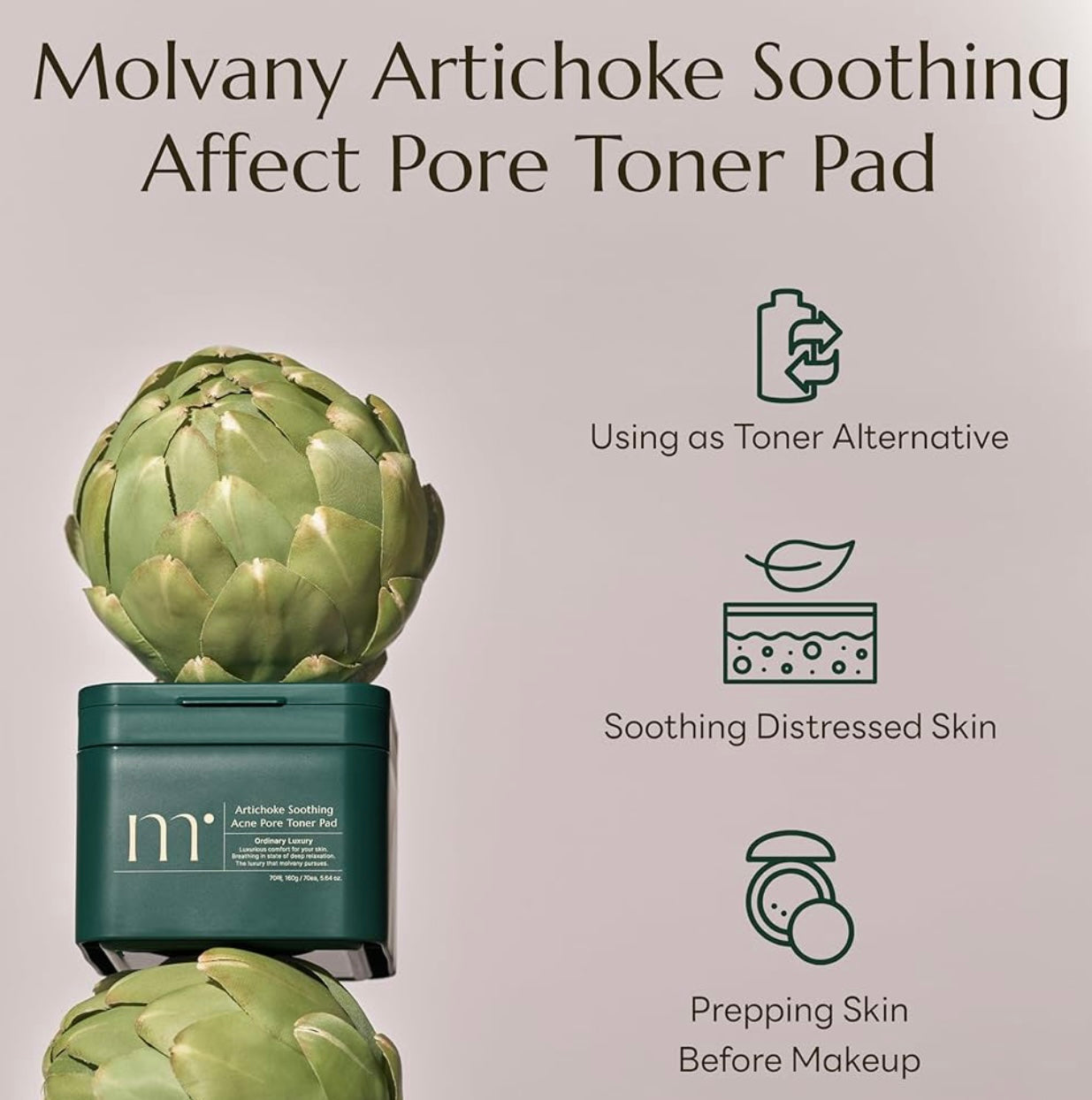 Molvany Artichoke Soothing Affect Pore Toner Pad