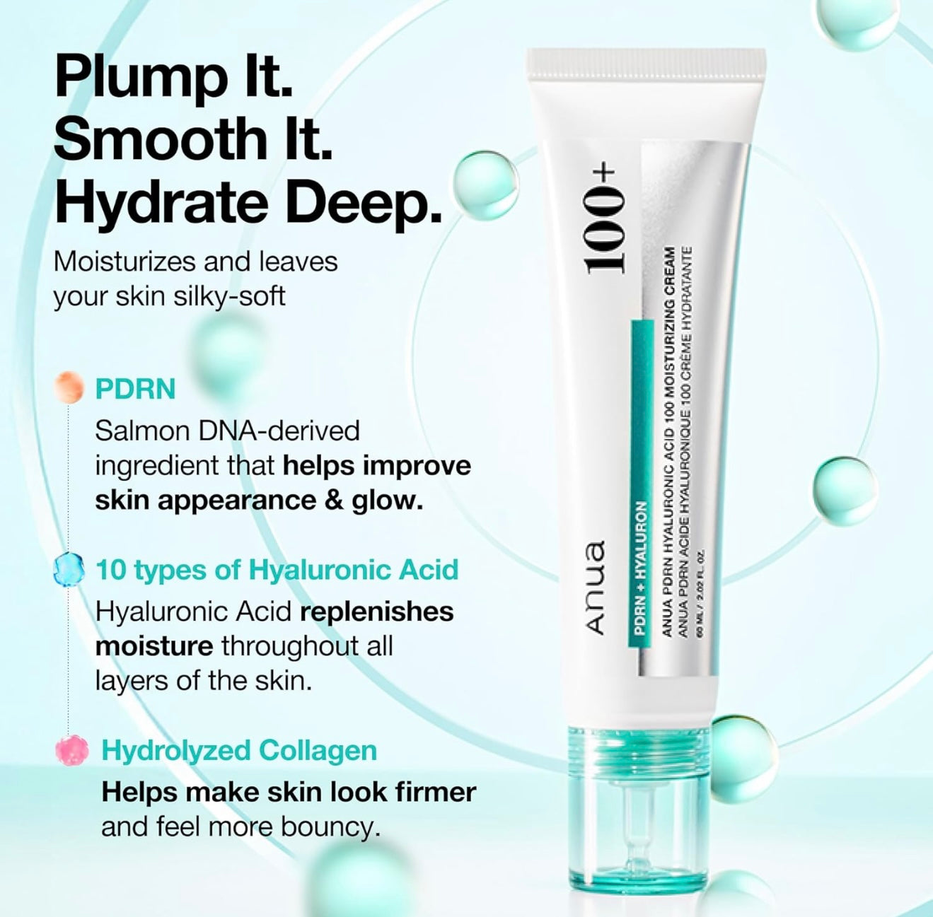 Anua PDRN Hyaluronic Acid 100 Moisturizing Cream 60ml Set (+30ml)