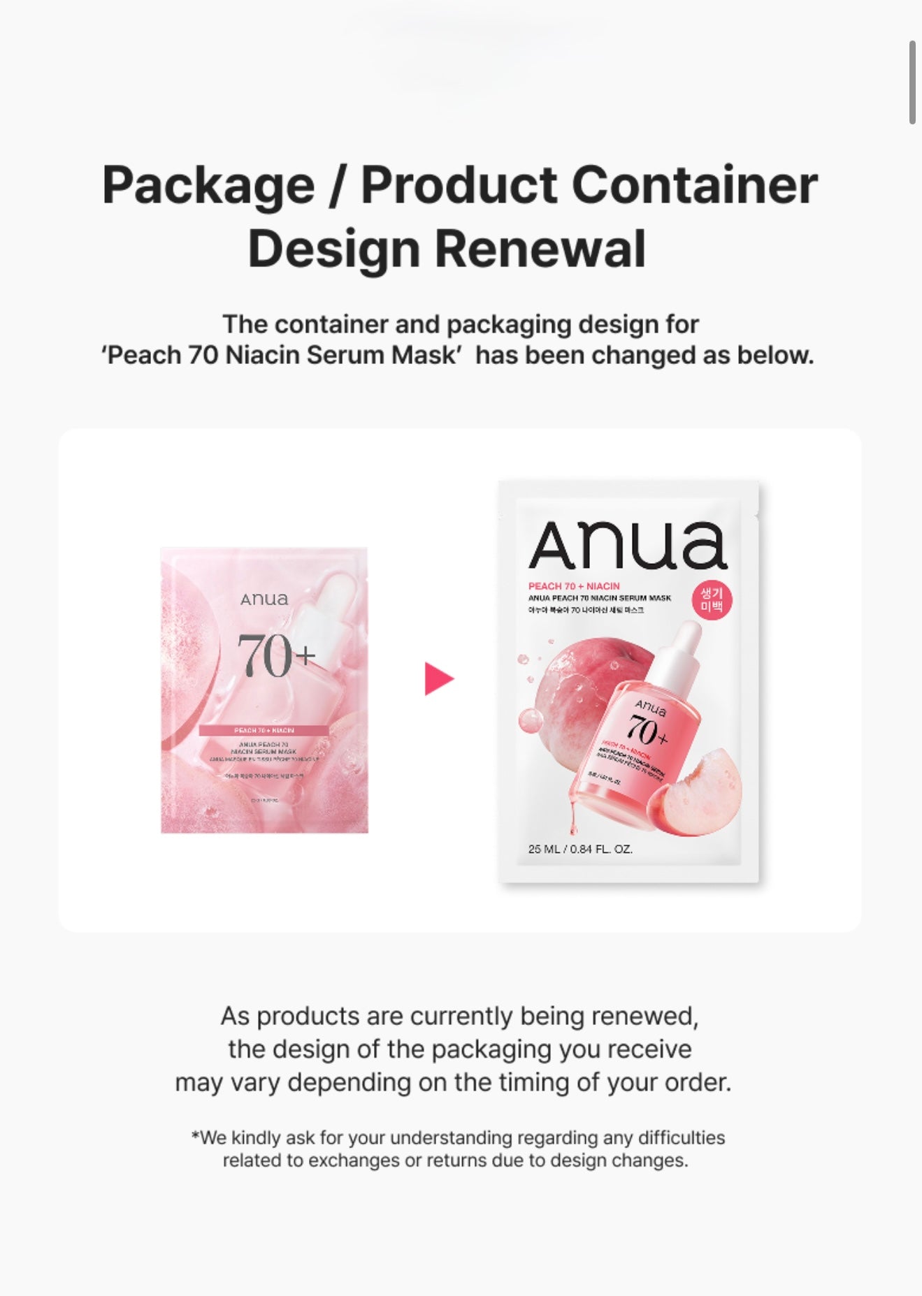 Anua Peach 70 Niacin Serum Mask Sheet