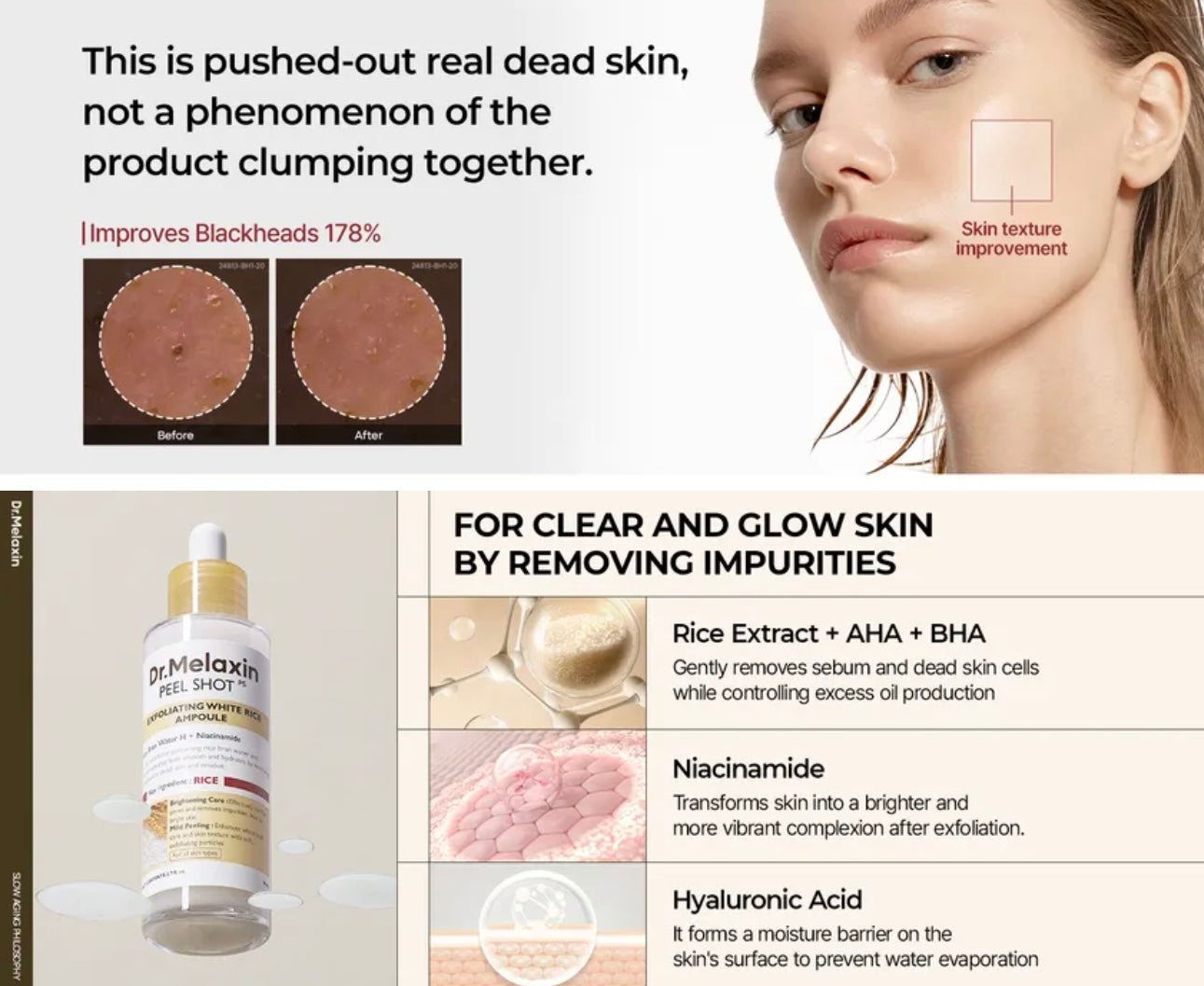 Dr. Melaxin Peel Shot Exfoliating White Rice Ampoule