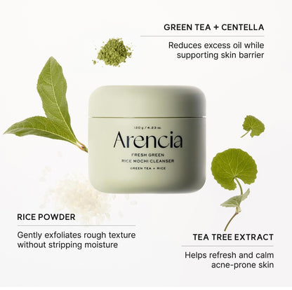 Arencia Fresh Green Rice Mochi Cleanser 120g Set (+Rosehip Cleanser 30g)