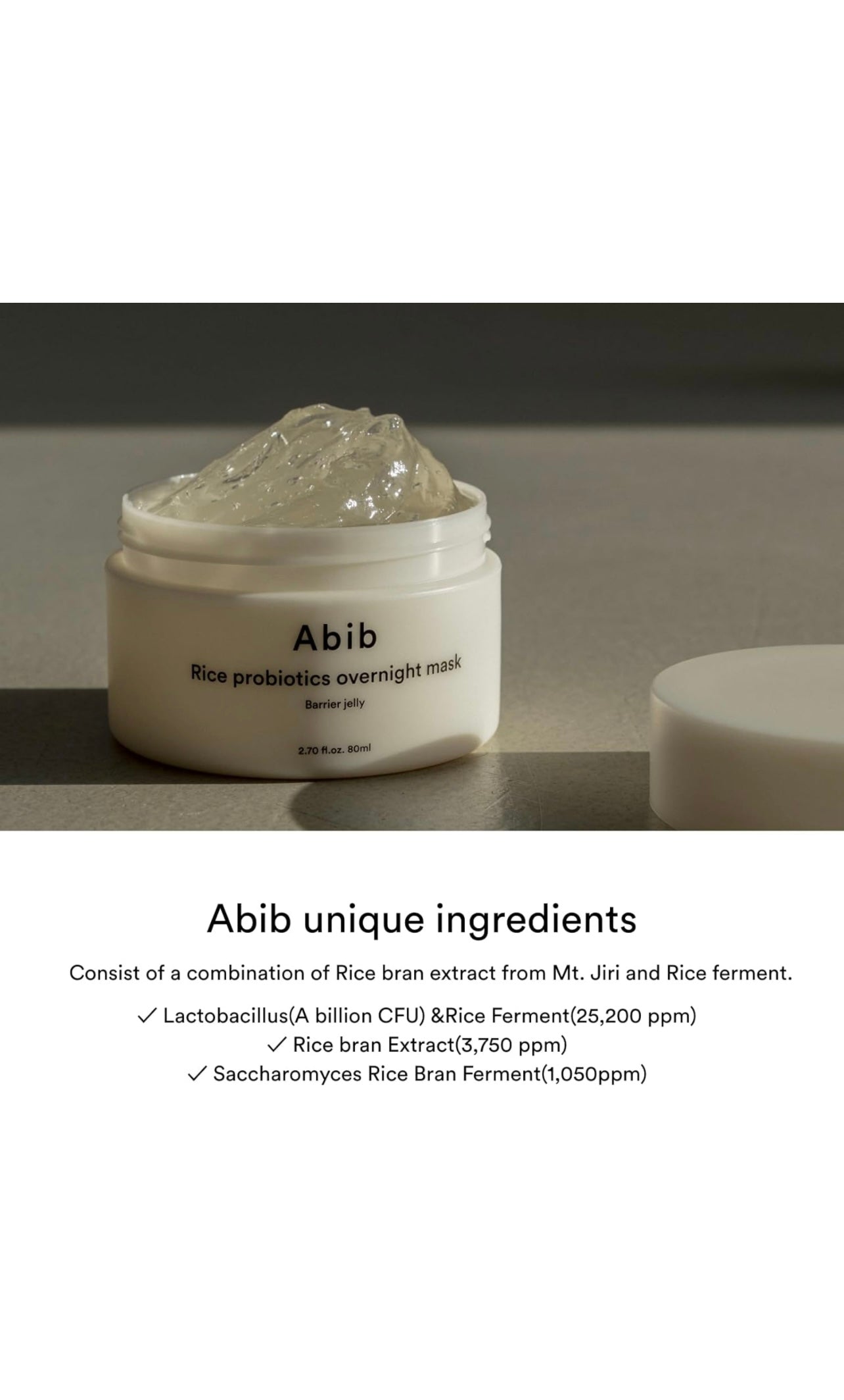 Abib Rice probiotics overnight mask Barrier Jelly 80ml