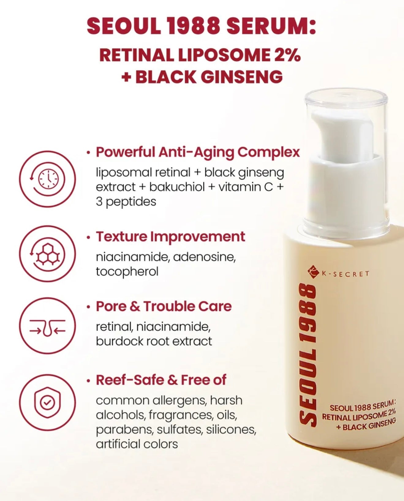 K-SECRET SEOUL 1988 Serum : Retinal Liposome 2% + Black Ginseng