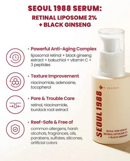 KSECRET SEOUL 1988 Serum: Retinal Liposome 2% + Black Ginseng Double Set