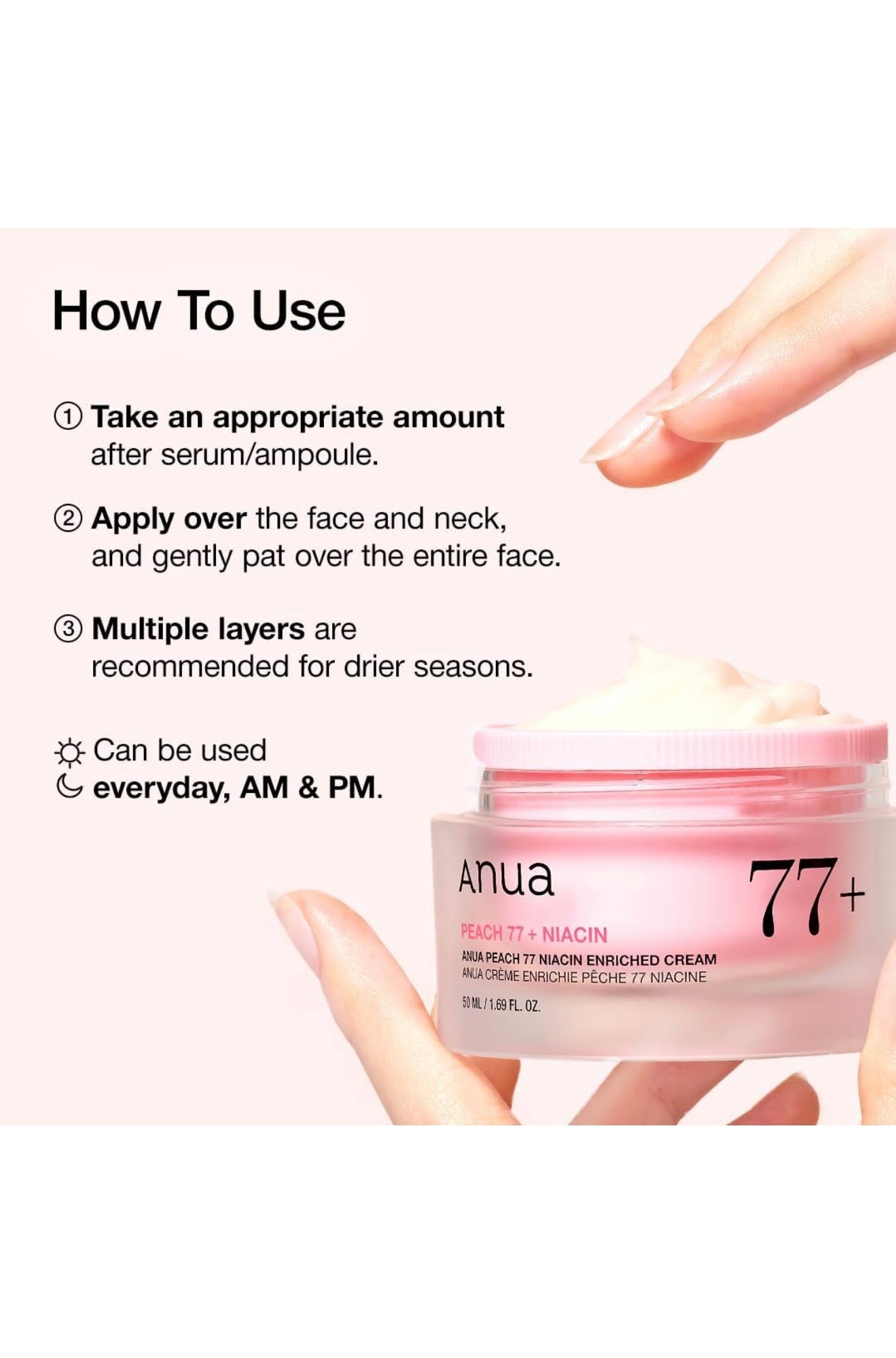Anua Peach 77 Niacin Enriched Cream 50ml set (+Serum 10ml)