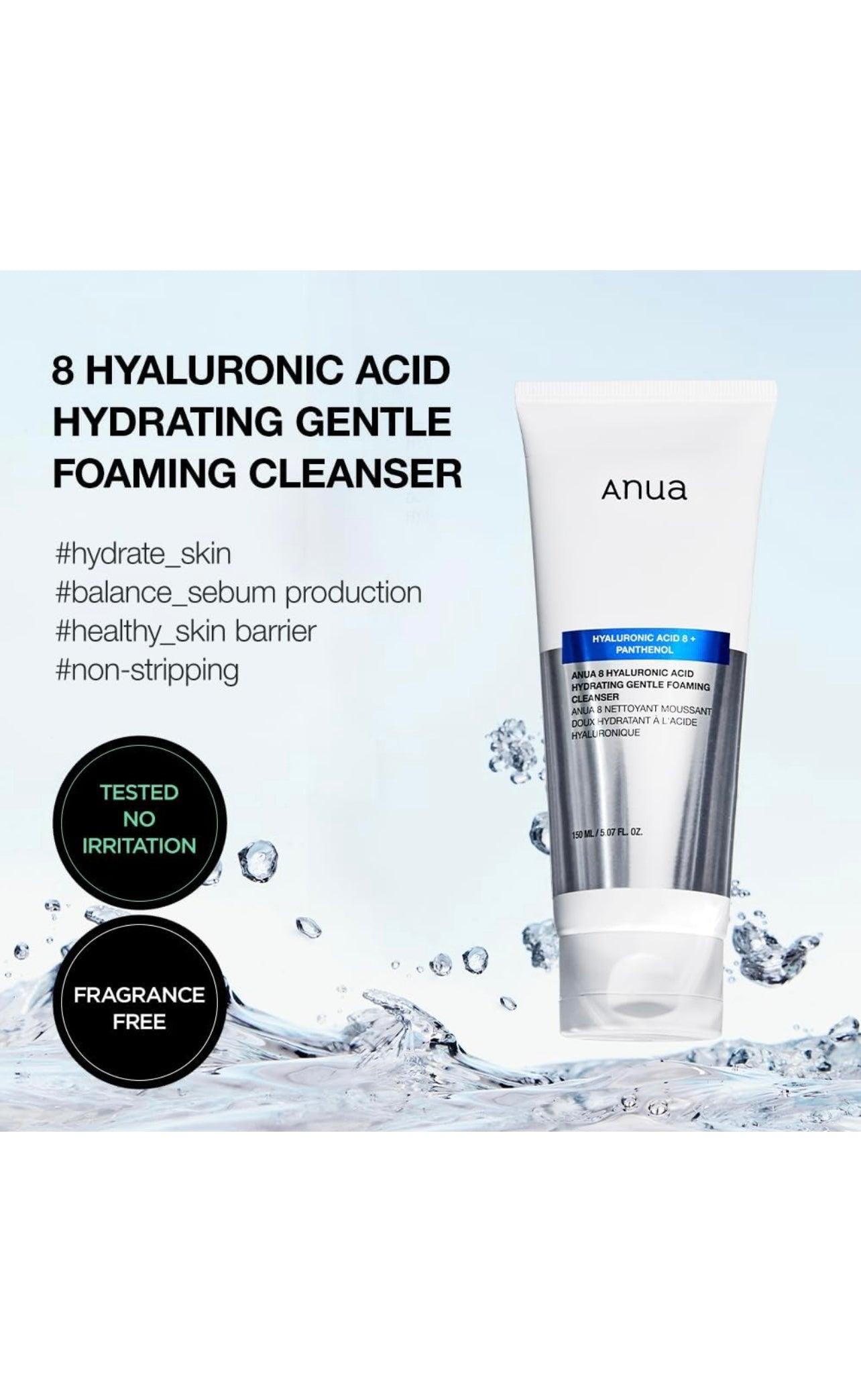 Anua 8 Hyaluronic Acid Hydrating Gentle Foaming Cleanser