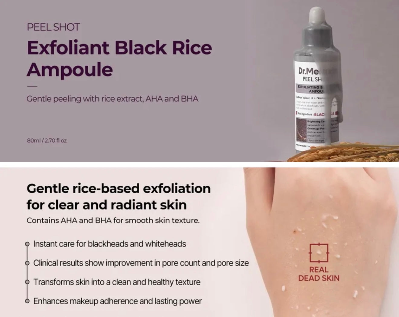Dr. Melaxin Peel Shot Exfoliating Black Rice Ampoule