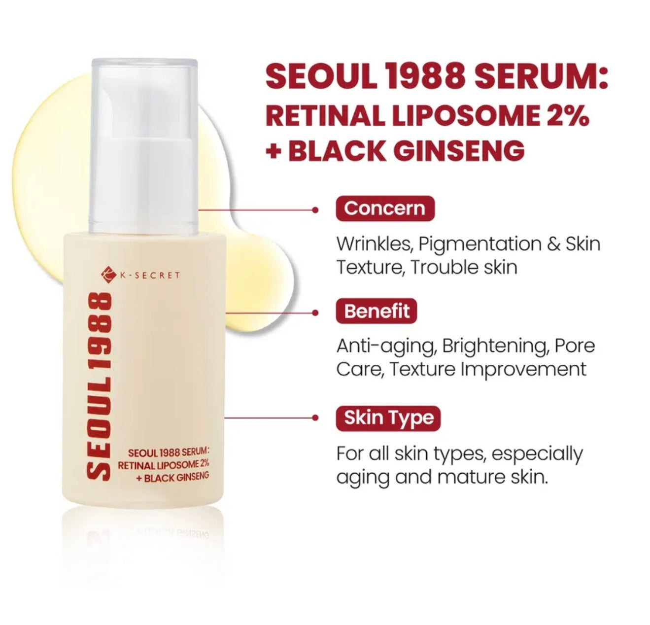 K-SECRET SEOUL 1988 Serum : Retinal Liposome 2% + Black Ginseng
