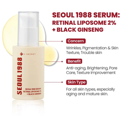 KSECRET SEOUL 1988 Serum: Retinal Liposome 2% + Black Ginseng Double Set