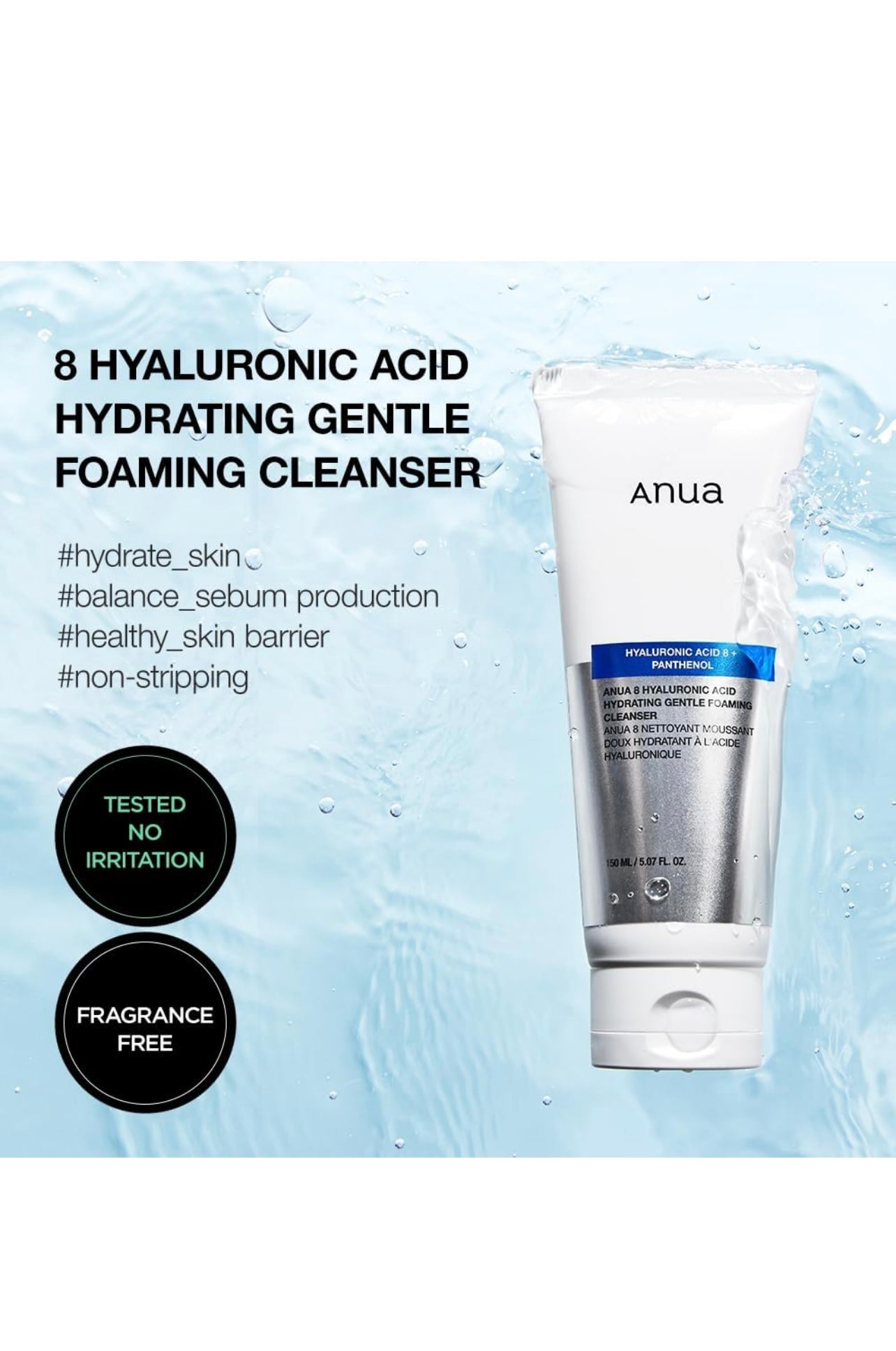 Anua 8 Hyaluronic Acid Hydrating Gentle Foaming Cleanser