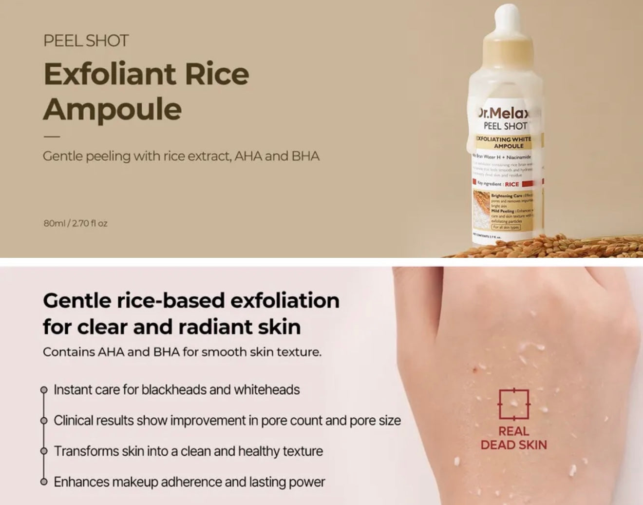 Dr. Melaxin Peel Shot Exfoliating White Rice Ampoule