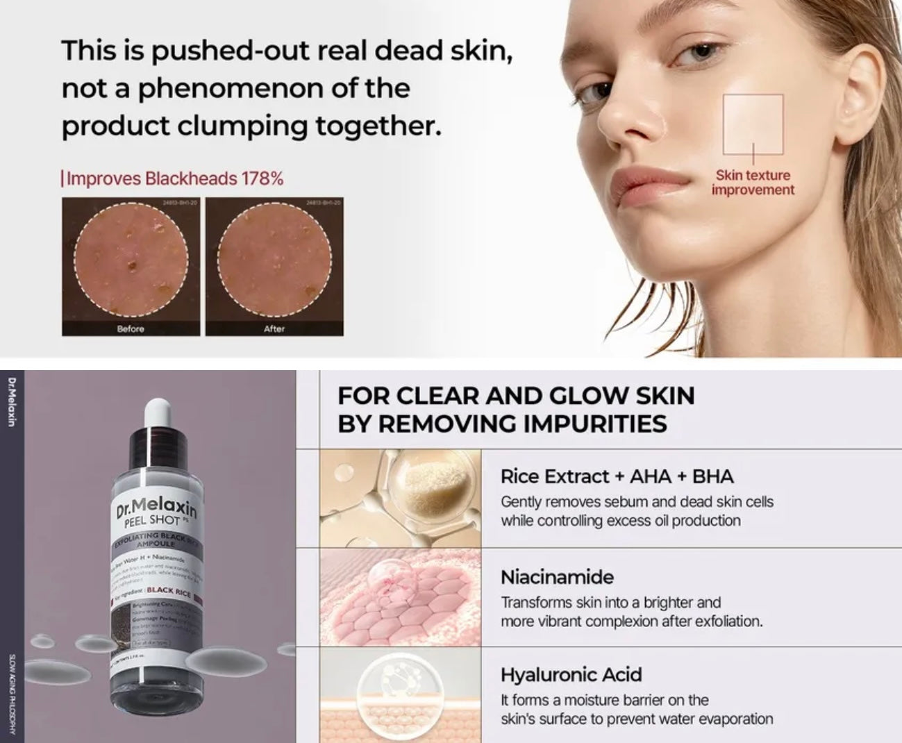 Dr. Melaxin Peel Shot Exfoliating Black Rice Ampoule