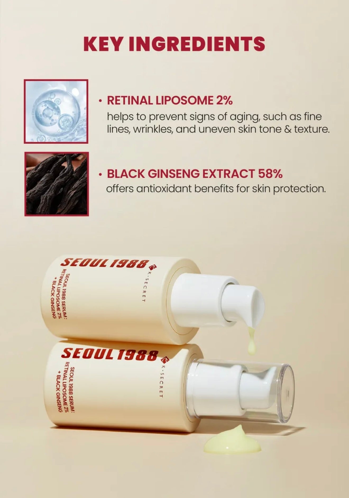 K-SECRET SEOUL 1988 Serum : Retinal Liposome 2% + Black Ginseng