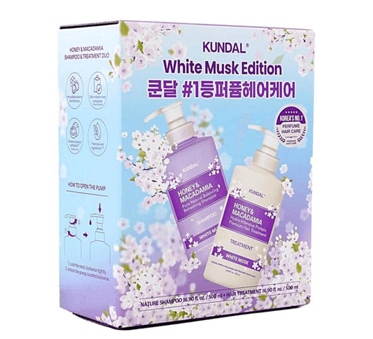 Kundal White Musk Edition Honey & Macadamia Shampoo & Treatment Set