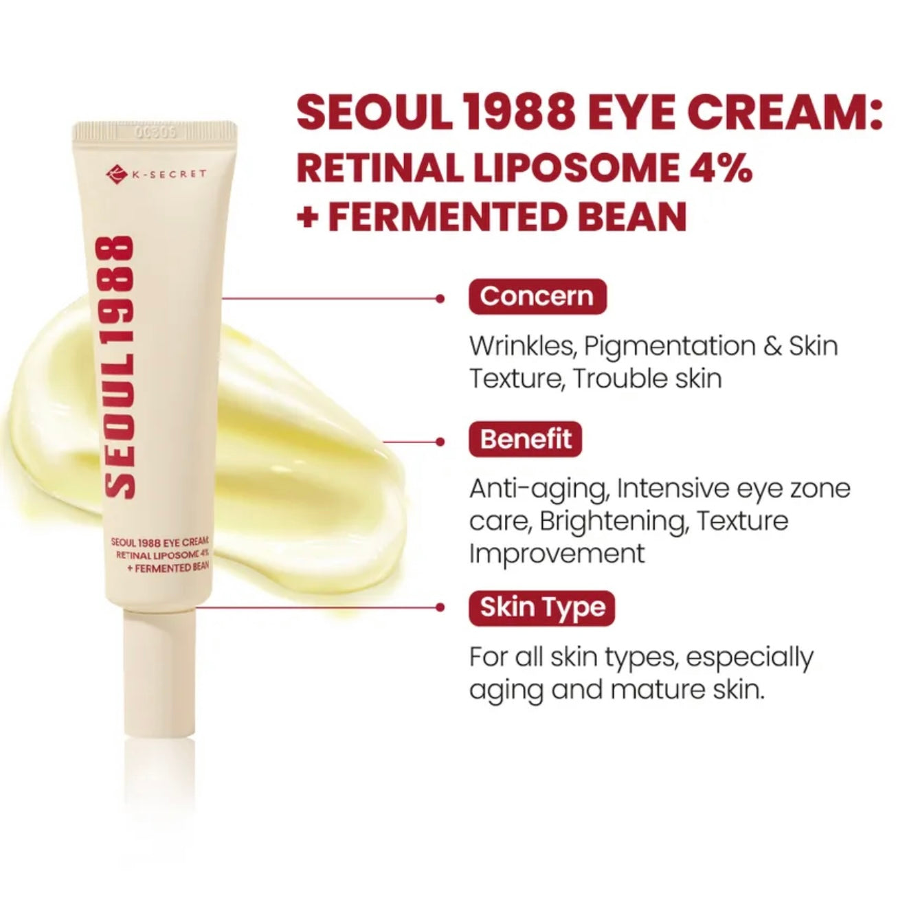 KSECRET SEOUL 1988 Eye Cream: Retinal Liposome 4% + Fermented Bean