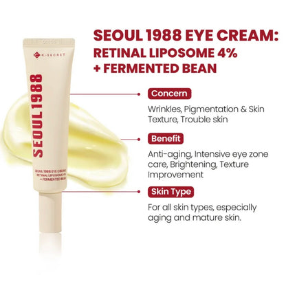 KSECRET SEOUL 1988 Eye Cream: Retinal Liposome 4% + Fermented Bean