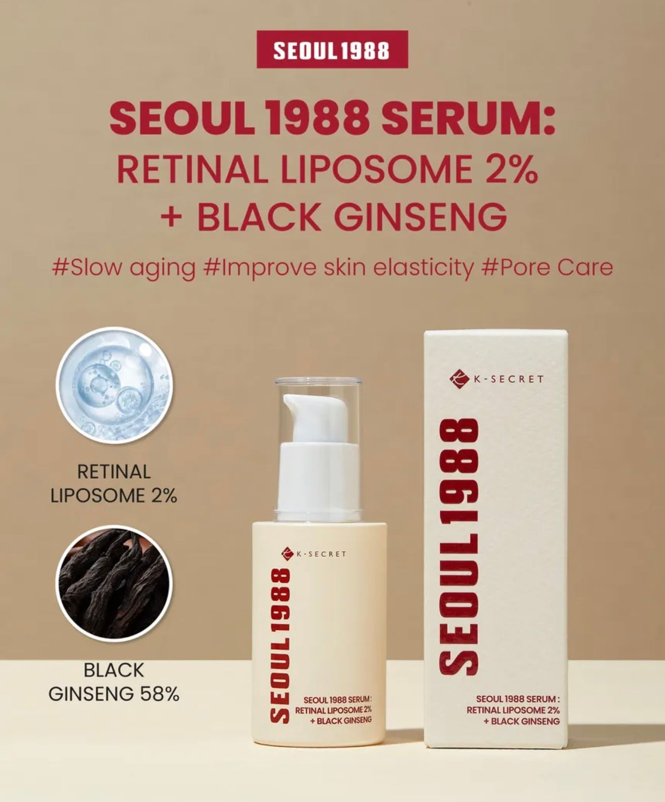 K-SECRET SEOUL 1988 Serum : Retinal Liposome 2% + Black Ginseng