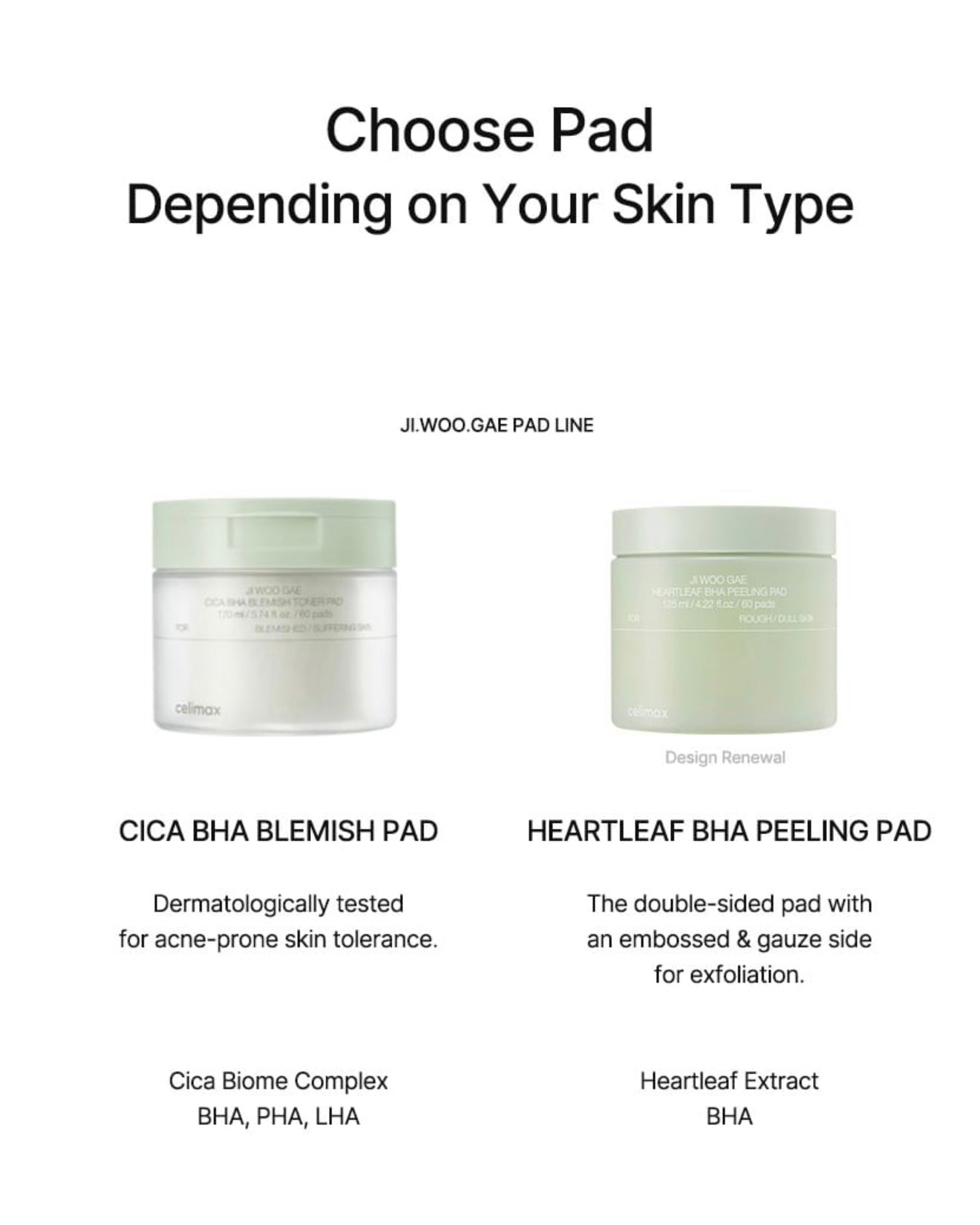 celimax JI WOGAE Cica BHA Blemish Toner Pad