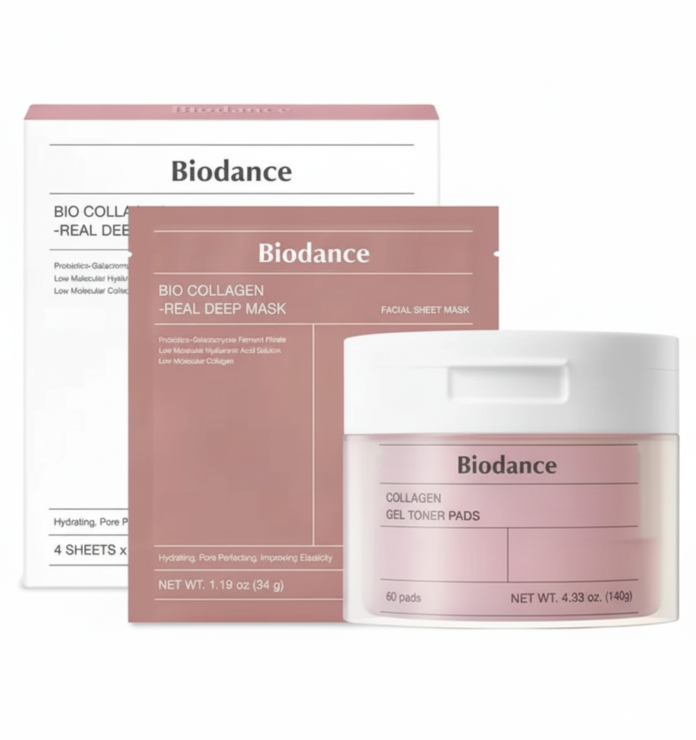 Biodance Bundle: Bio Collagen Real Deep Mask Set + Collagen Gel Toner Pads
