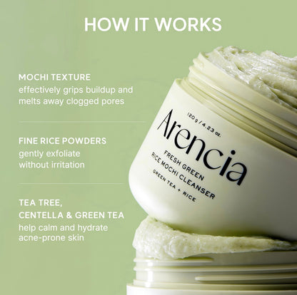 Arencia Fresh Green Rice Mochi Cleanser 120g Set (+Rosehip Cleanser 30g)