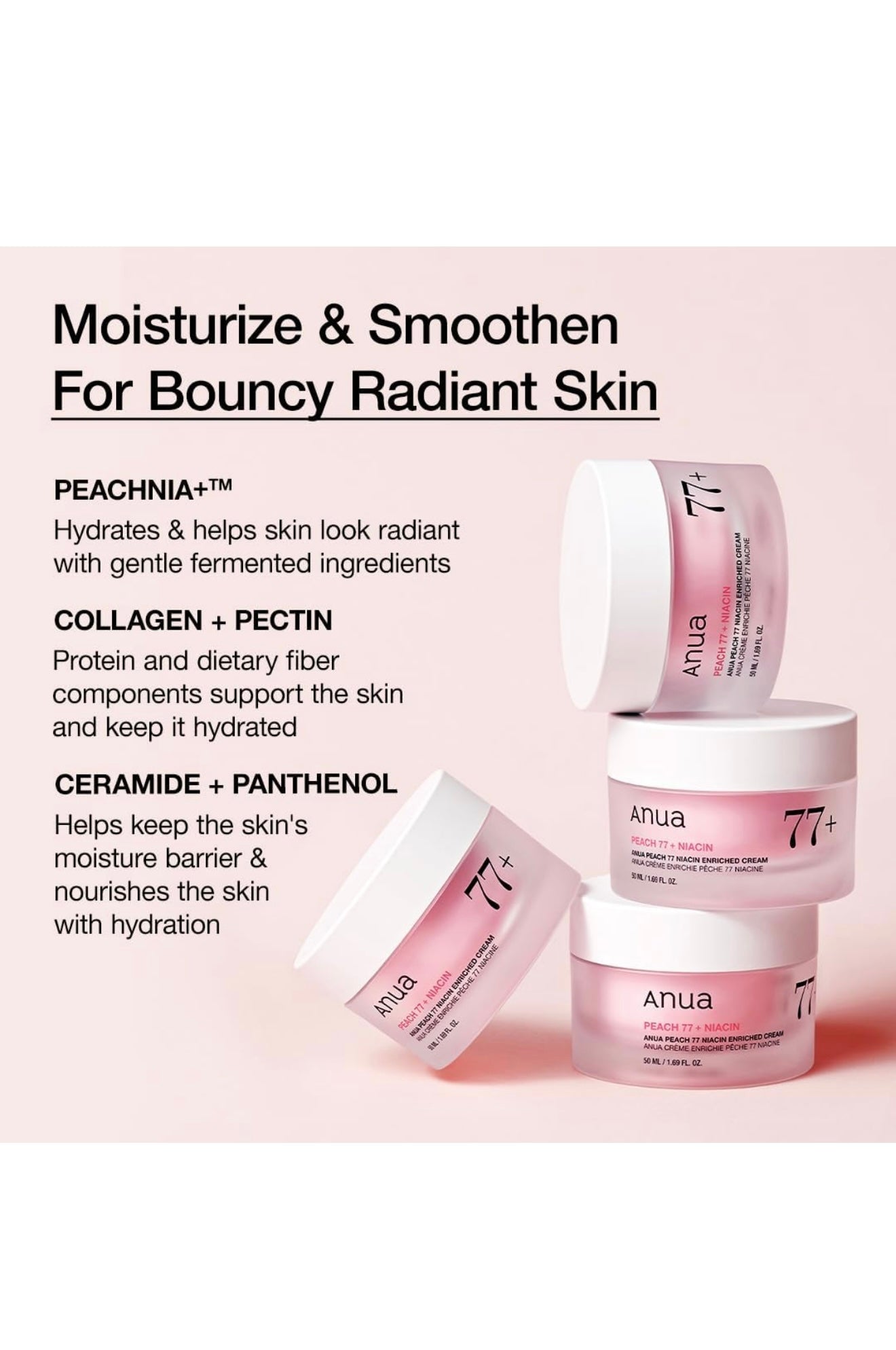 Anua Peach 77 Niacin Enriched Cream 50ml set (+Serum 10ml)