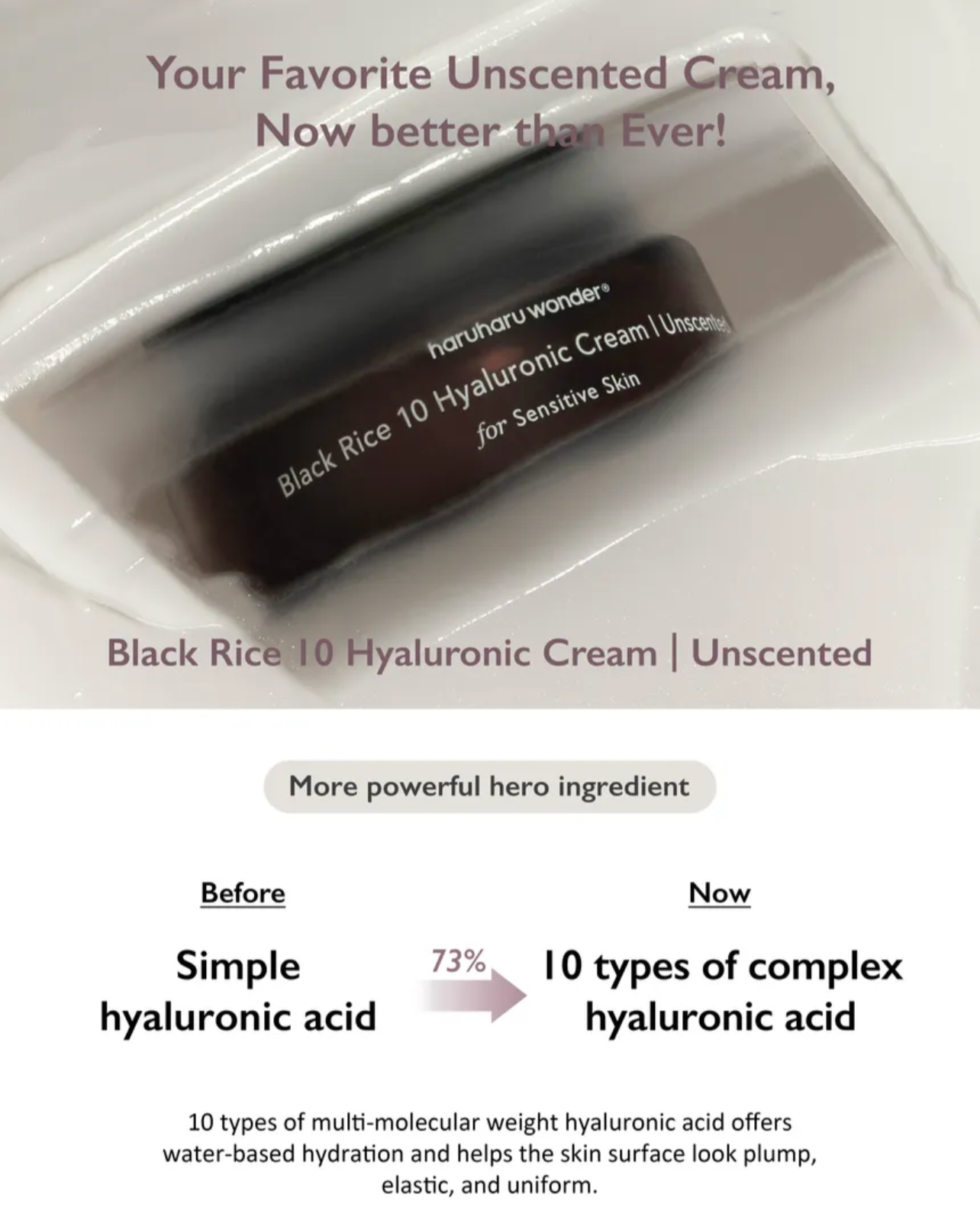 Haruharu WONDER Black Rice 10 Hyaluronic Cream Unscented