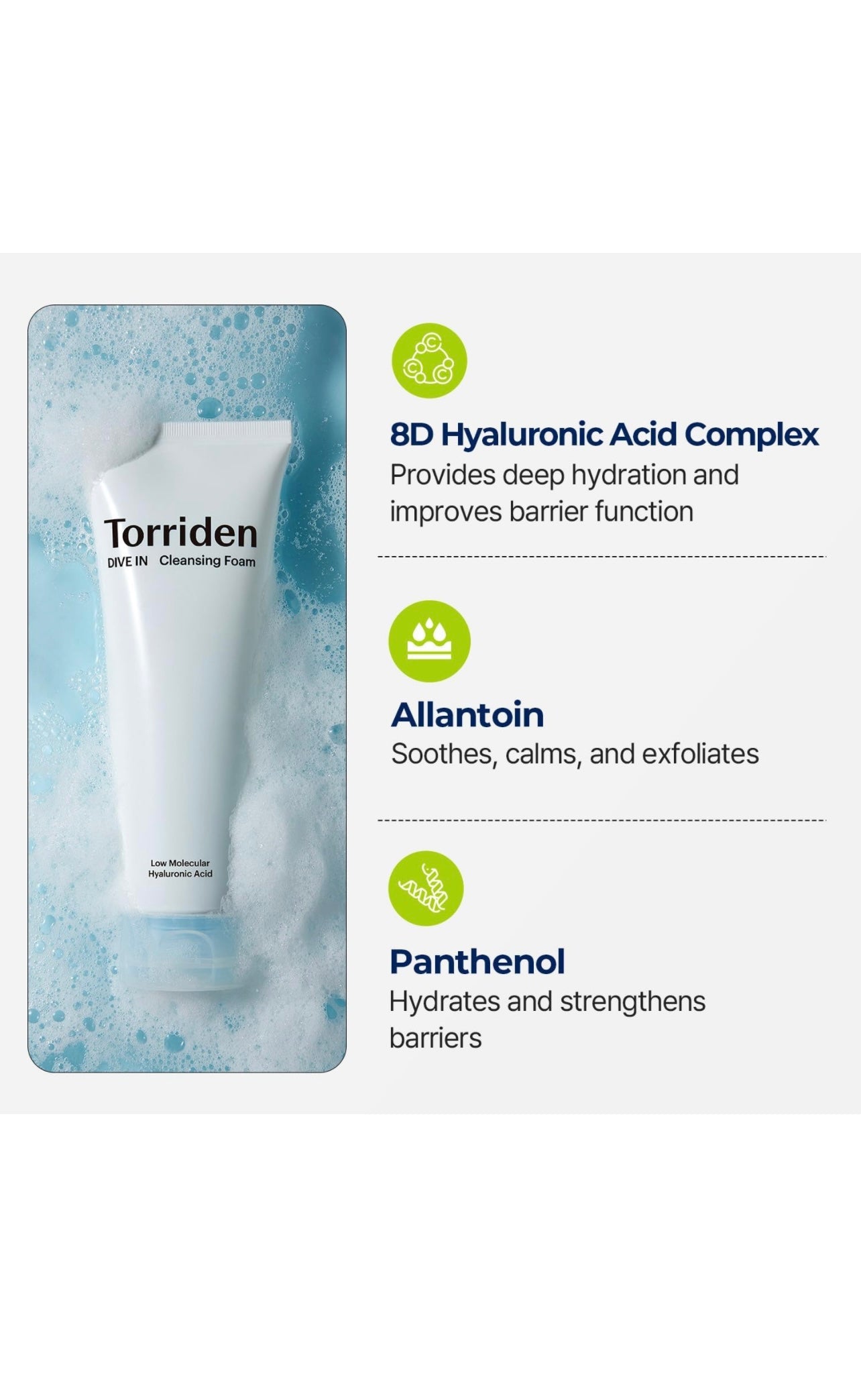 Torriden DIVE IN Low Molecular Hyaluronic Acid Cleansing Foam 150ml